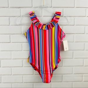 Kids Ruffle with Stripes Swim Suit.